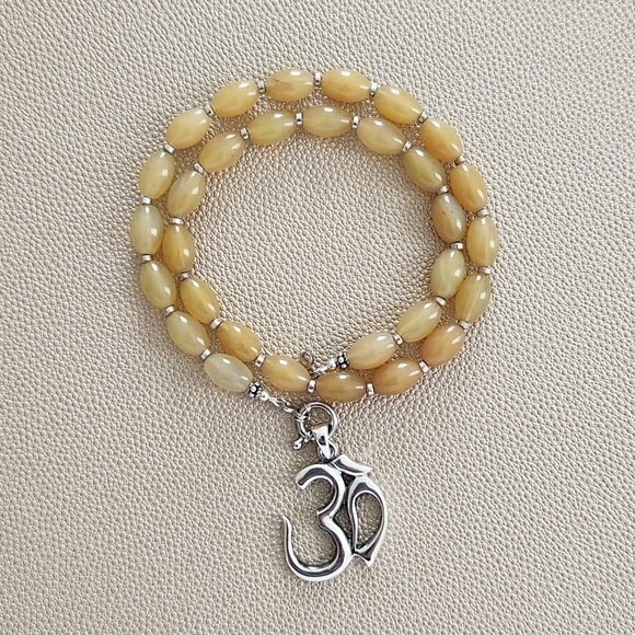 BALTIC AMBER NECKLACE W/ 925 SILVER OM PENDANT--18" - Picture 1 of 2